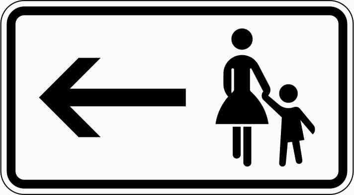 Fußgänger Gehweg gegenüber benutzen, linksweisend (1000-12)